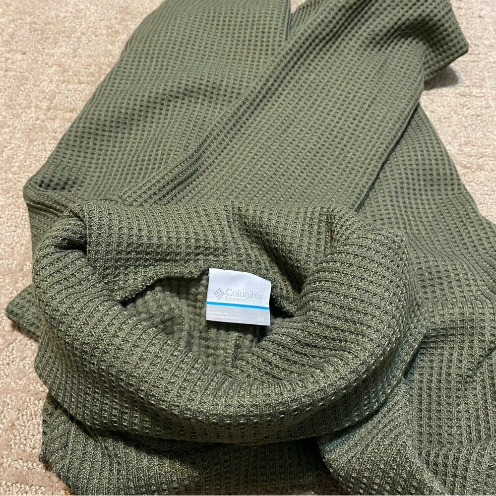{Columbia} Holly Hideaway Waffle Cowl Neck Pullover | Olive Green ~ Size Medium - Picture 6 of 15